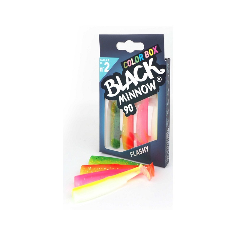 FIIISH BLACK MINNOW N°2 COLOR BOX FLASHY 9CM 4GR - (ORANGE/J.,VERT/O.,ROSE FLUO,JAUNE FLUO)